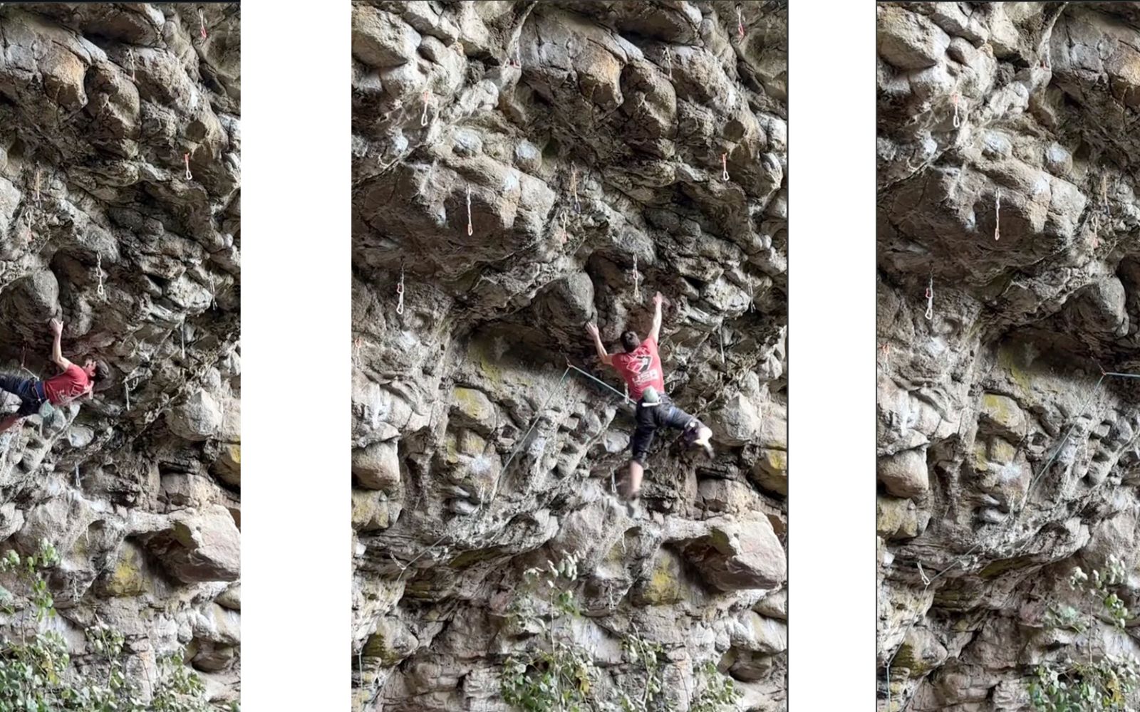 Climbing sequence in three images