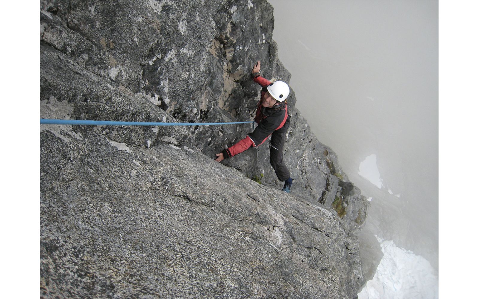 Climber on big rock route