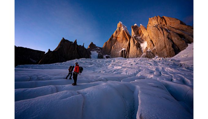 Mountaineers on glacier