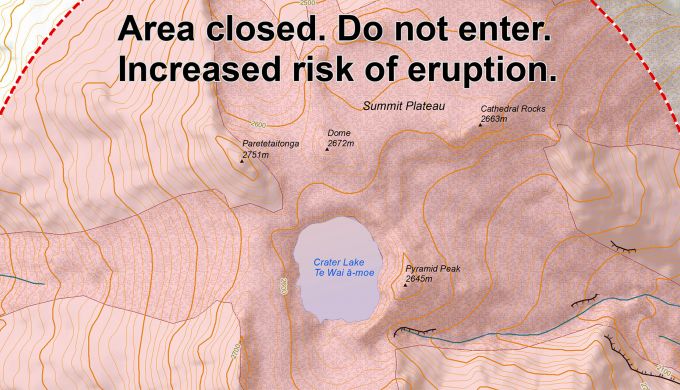 Map of volcano warning area