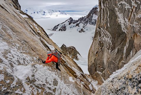 mixed alpine climbing on rock 