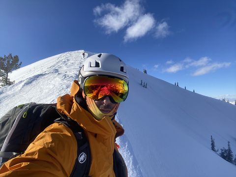 Skier in helmet
