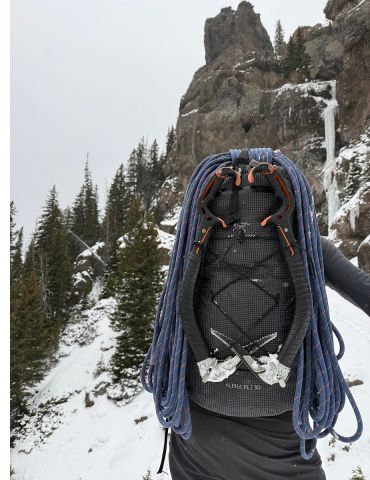 Climbing pack in action