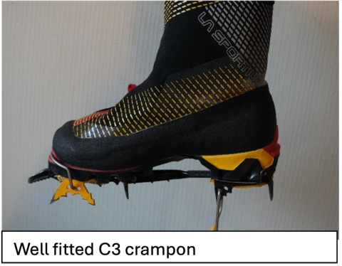 Fitted crampon of c3 type