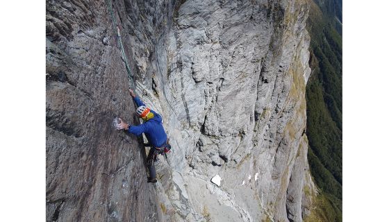 Climber on big rock wall