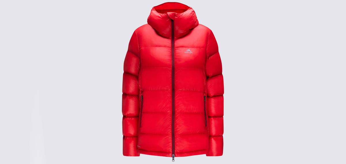Red puffer jacket